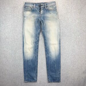 G Star Raw Jeans Mens 29x32 3301 Low Tapered Opium Heavy Fades Button Fly Italy